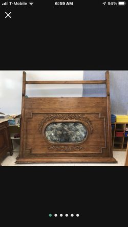 Gorgeous rare Antique solid wood king size bed head and foot boards with side panels