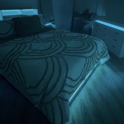 LED Bed Frame, LED Dresser, Queen Matress