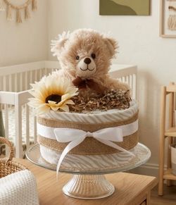 New teddy bear single tier diaper cake
