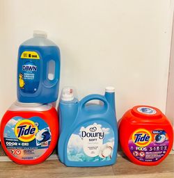 Laundry Bundle - Tide Pods 2x + Downy 257 Loads + Dawn XL - All New Sealed