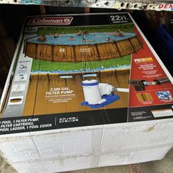 Coleman Power Steel 22' x 52" Round Metal Frame Above Ground Pool Set