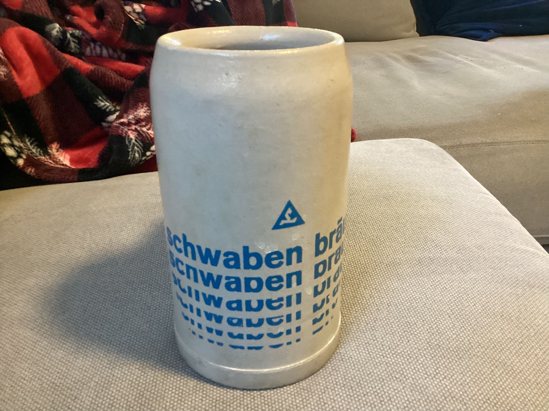 German SCHWABEN BRAU LARGE Stoneware BEER Mug~made Germany-vintage brewery