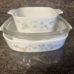 3- Pieces Vintage Corning Ware “Floral Bouquet” Beautiful! 