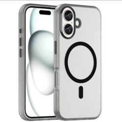 iPhone 16 MagSafe Frosted Translucent TPU + PC Full Coverage Phone Case(Black)
