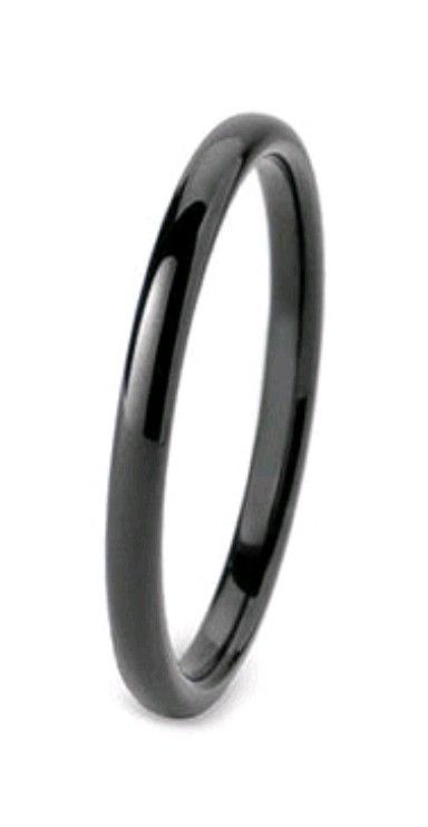 Size 9 Black Tungsten Carbide Comfort Fit Wedding Ring