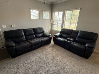 Black Power Reclining Sofa & Console Loveseat Set