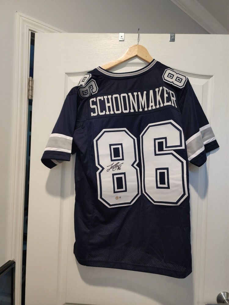 Luke Schoonmaker Signed Autograph Dallas Cowboys Style XL Jersey - Beckett COA