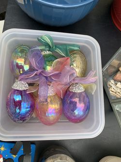 Crackle Glass Egg Ornaments (6)