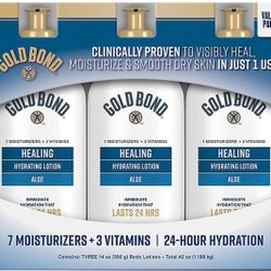 Gold Bond Ultimate Healing Skin Therapy Lotion with Aloe, 14 oz. 3Pk , Non-Greasy & Hypoallergenic