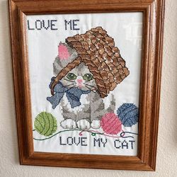 Vintage Cat Cross Stitch/Embroidery