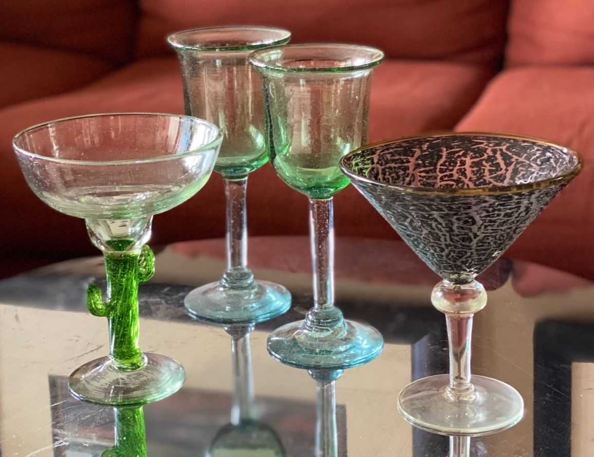 Party Glasses; one Margarita one Martini and pair of wine