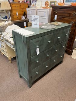 Green 2 Drawer 2 Cupboard Cabinet