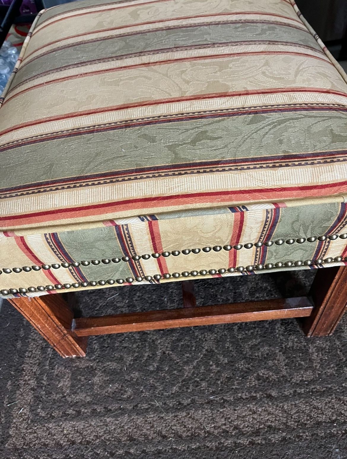 Wood and Upholstered Footstool / Ottoman / Stool