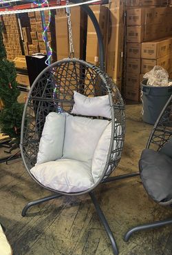 New Assembled  Wicker Swinging Chair with Stand, 350Lbs