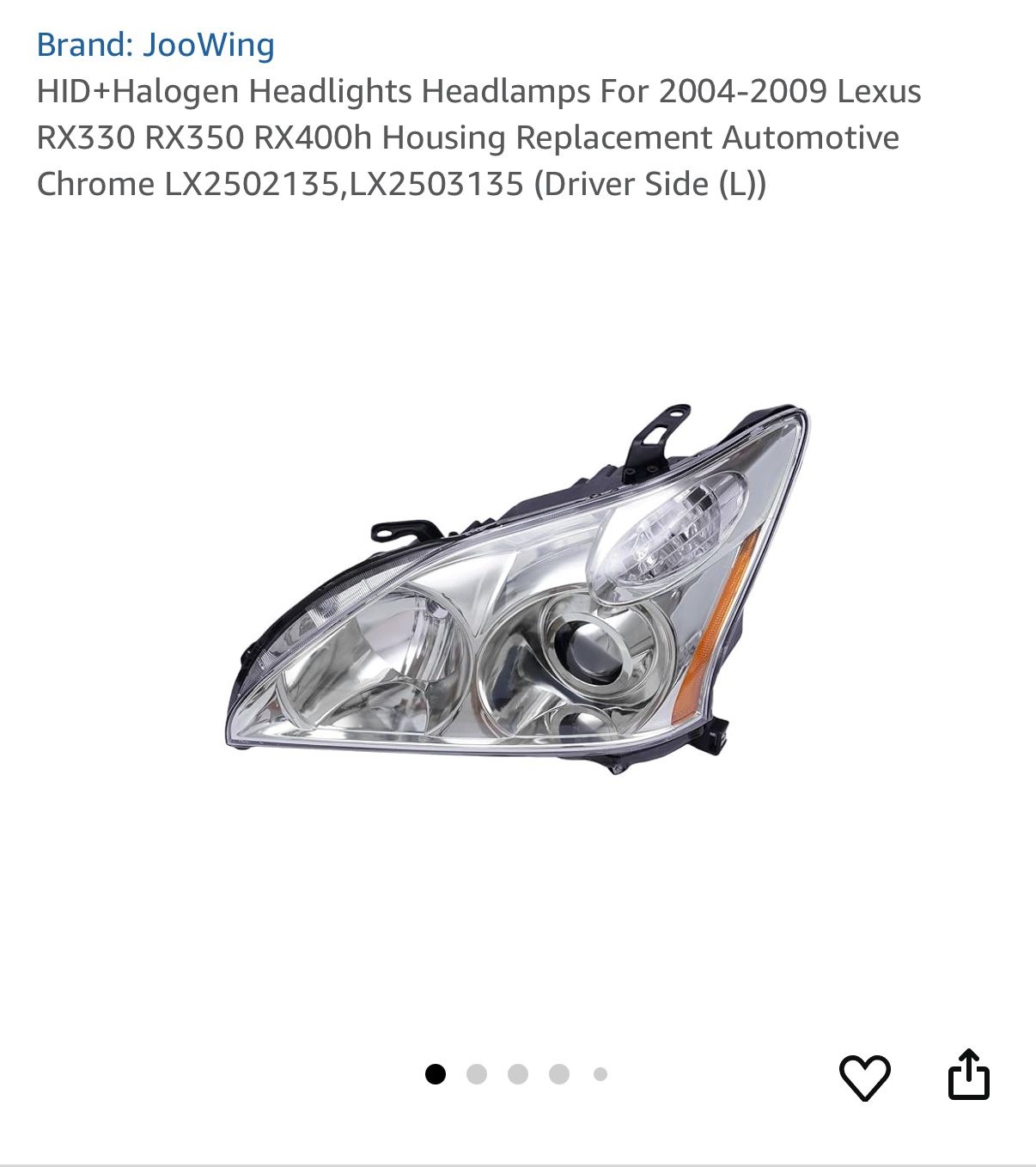 HID+Halogen Headlights Headlamps For 2004-2009 Lexus RX330 RX350 RX400h Housing Replacement Automotive Chrome LX,LX (Driver Side (L))