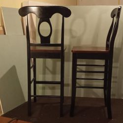 Pair of Wooden Bar/counter Height Chairs