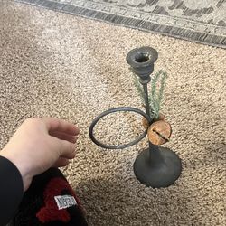 Vintage Cast Iron Horn Candle Holder,