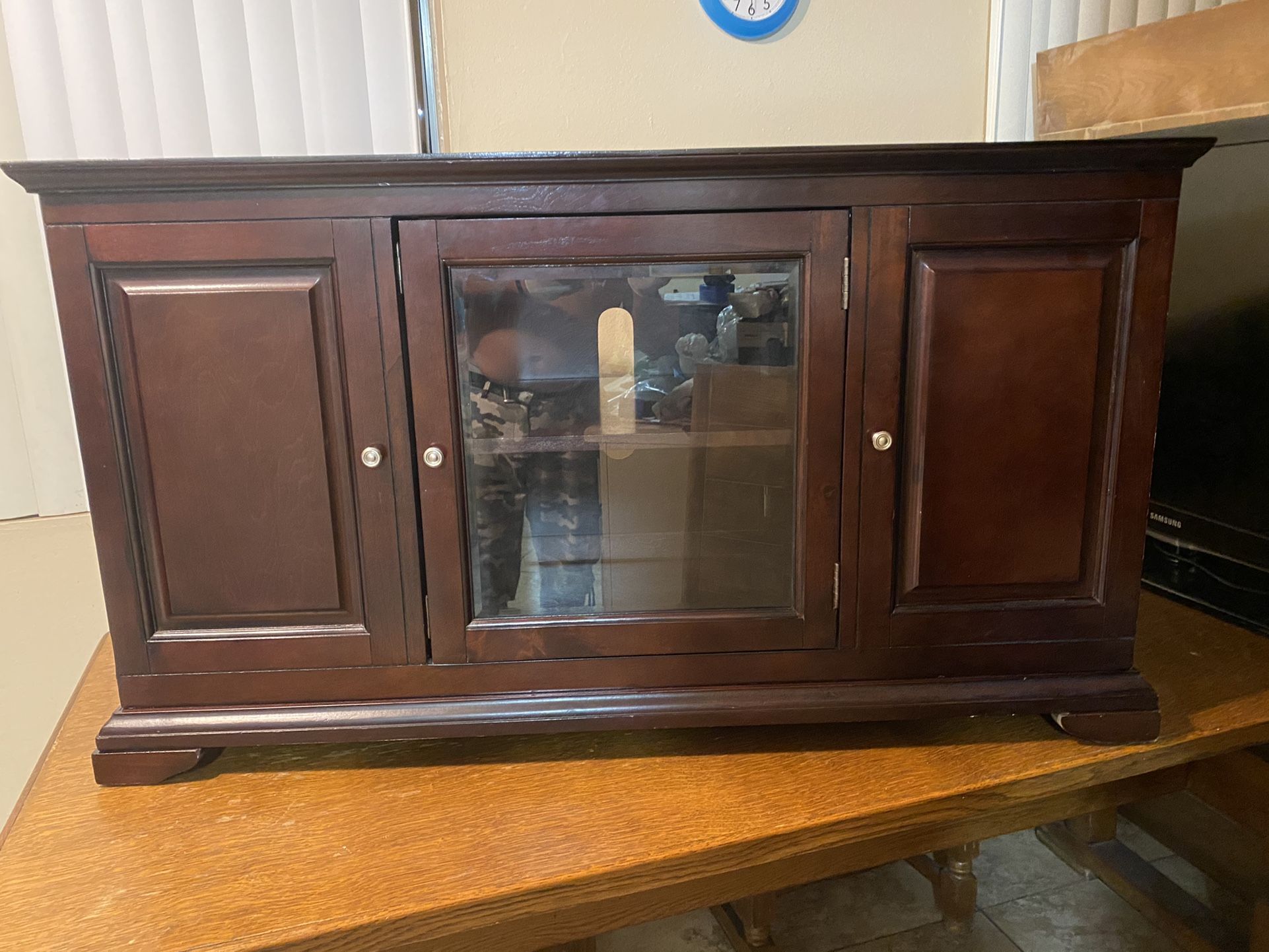 Cherrywood cabinet (real Wood) And with shelves on each end and middle. Check out my other items on my profile page