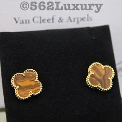 Tiger Eye Van Cleef Earrings 