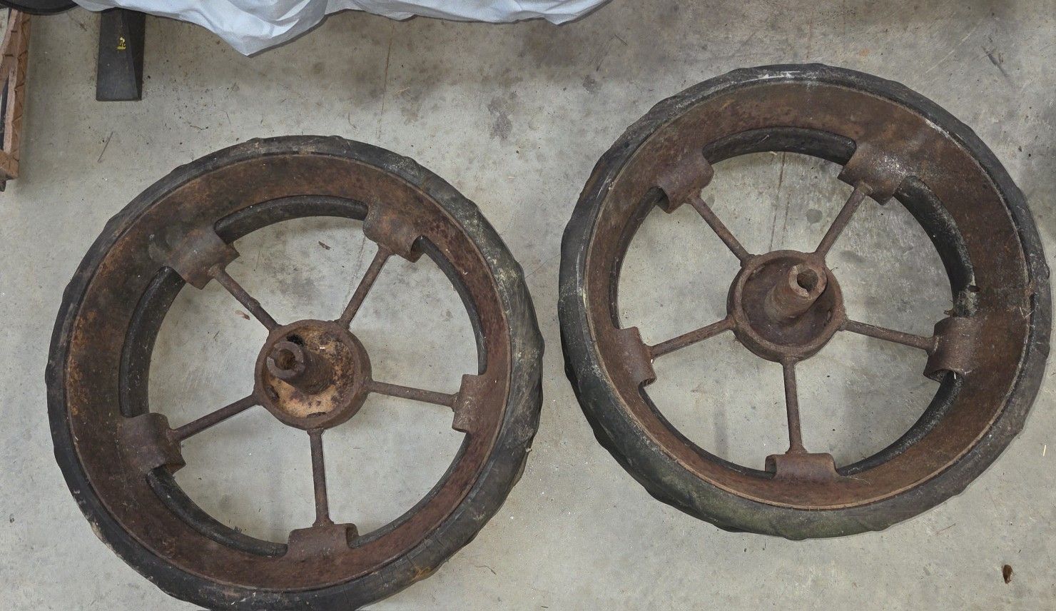 Vintage antique steel wheels