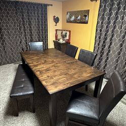 Dining Table, Chairs, And Bench