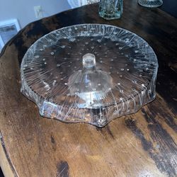 Vintage Italian IVV Rugiado "Dew Drop" art glass cake stand.