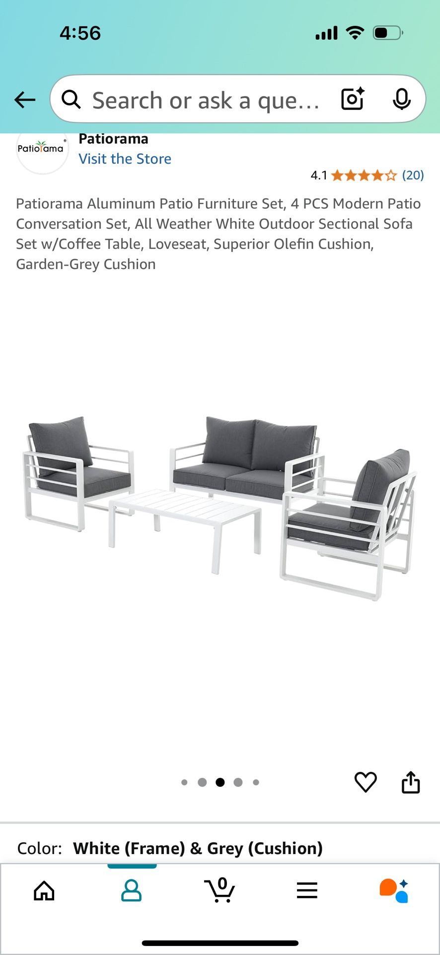 Beautiful Contemporary Grey & Navy Patio Set