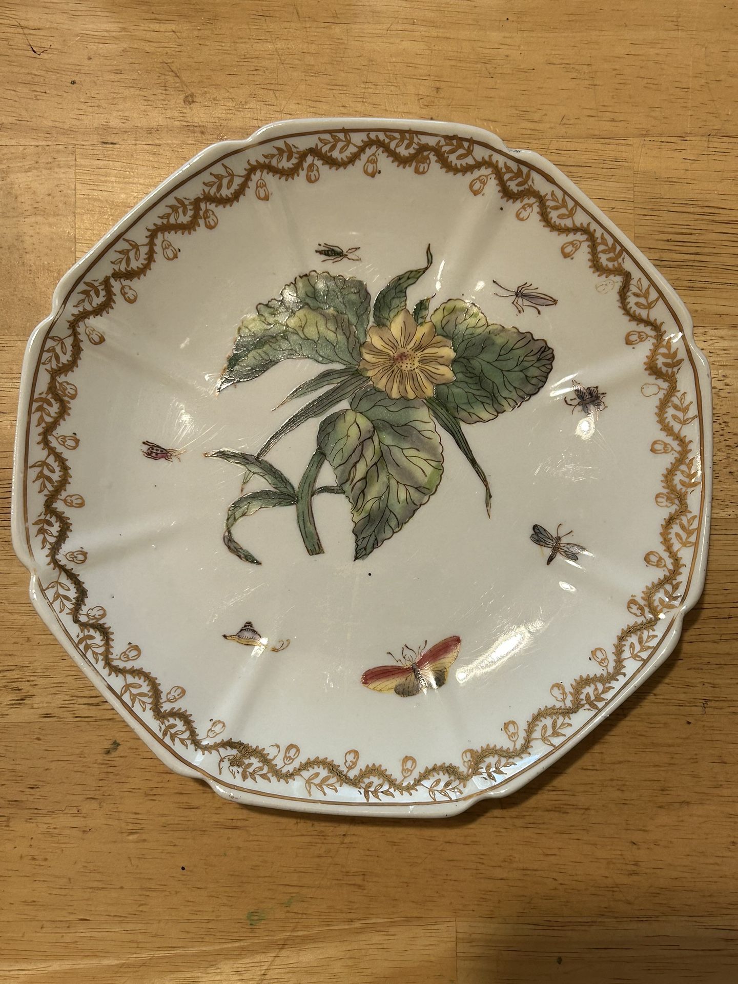 Chinese Botanical Wall Plate with Flora and Insects