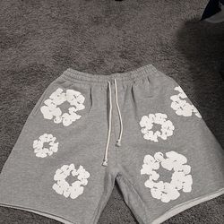 Gray Denim Tear Shorts