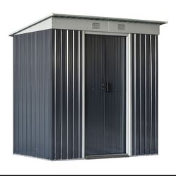 New in  box 7' x 4' Metal Lean to Garden Shed, Outdoor Storage Shed, Garden Tool House with Double Sliding Doors, 2 Air Vents for Backyard, Patio, Law