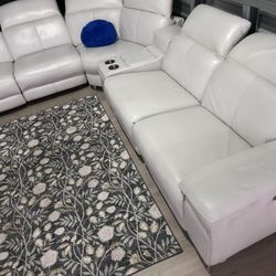 SECTIONAL GENUINE LEATHER RECLINER ELECTRIC WHITE COLOR.. Delivery SERVICE AVAILABLE ✅💥🚛