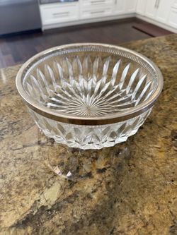 Vintage Salad Bowl Lead Crystal With Silver Plated Rim