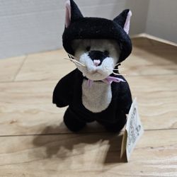Teddy Bear Plush Stuffed Animal Wee Bear Village Ganz Frisky Cat H3131 with Original Tag - Super Cute! 5.75"