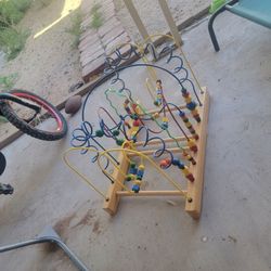 Large wooden bead maze toy 