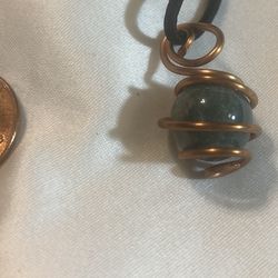 Crystal # 9 Sphere Copper Wired Pendant 