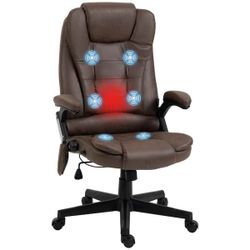 Brown Linen Massage Chair with Reclining Backrest