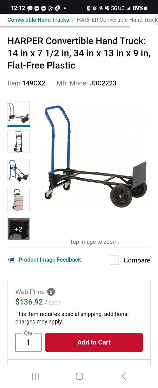 Harper's Convertible Hand Truck /Dolly Like New
