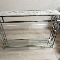Table Console Table With Glass  Bottom Shelf