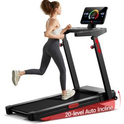 20% Auto Incline Treadmill, 3.5HP Quiet Brushless & 8.7 MPH Speed, 400lb Capacity - L10