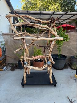 Custom Natural Manzanita Wood Bird Tree / Climbing Stand – Large Parrots & Macaws