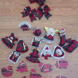 Vintage Cloth Plaid Ornaments