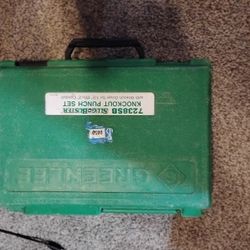 Greenlee 7238SB Slug-Buster Knockout Punch Set. This kit is designed for punching holes in materials like mild steel, aluminum, fiberglass, brass, and