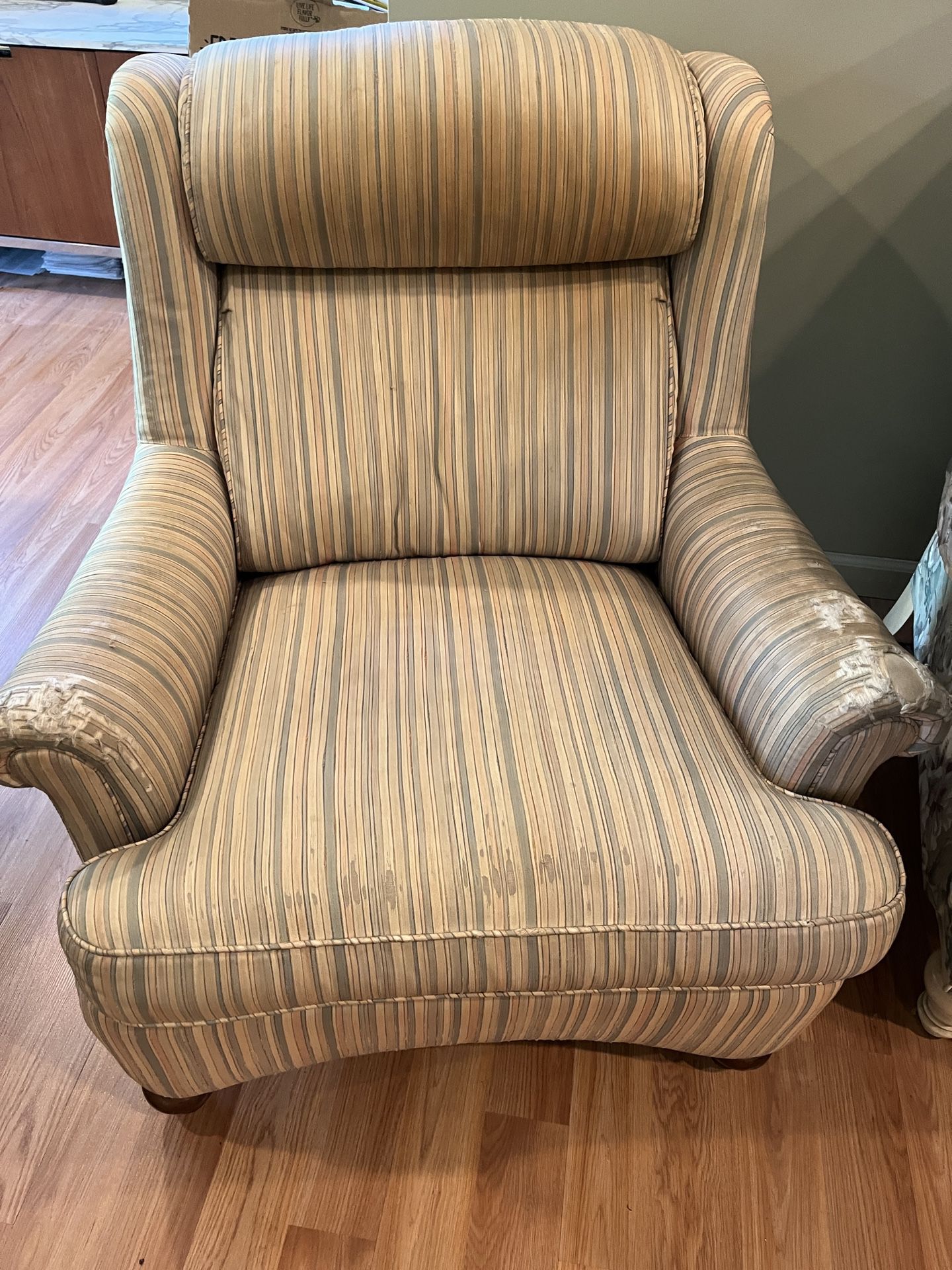 Silk Pinstripe Armchair With Slip Cover