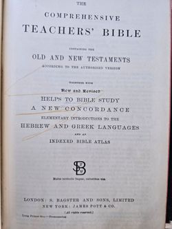THE COMPREHENSIVE TEACHERS BIBLE BY JAMES & POTTER LEATHER BOND VINTAGE 1901