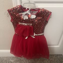 American girl Doll And Me Matching Dresses, Red With Sequins 