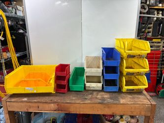 Plastic Stack Bins Parts Organizer Lot