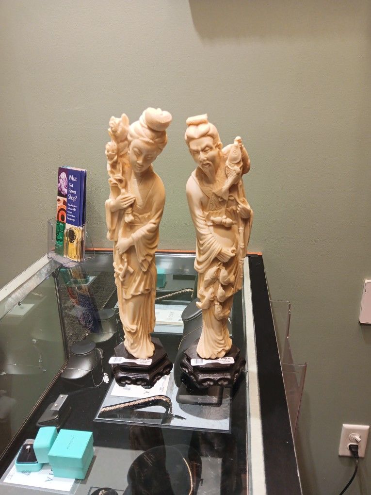 Antique Chinese Carved Bone Statues.