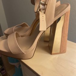Aldo Heels Nude Color Gold Heel