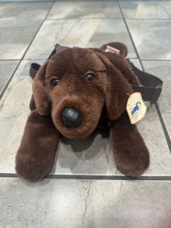 NWT, Vintage Mango Teddy Bear Co Plush Dog Backpack Brown Adjustable Straps.
