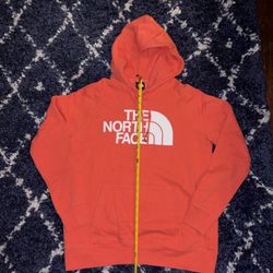 North Face Hoodie Pullover Big Logo Pouch Pocket Cotton Womens Med Orange 